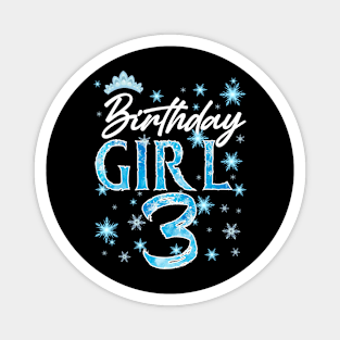 Winter Onederland 3rd Birthday Girl Snowflake B-day Gift For Girls Kids Toddlers Magnet